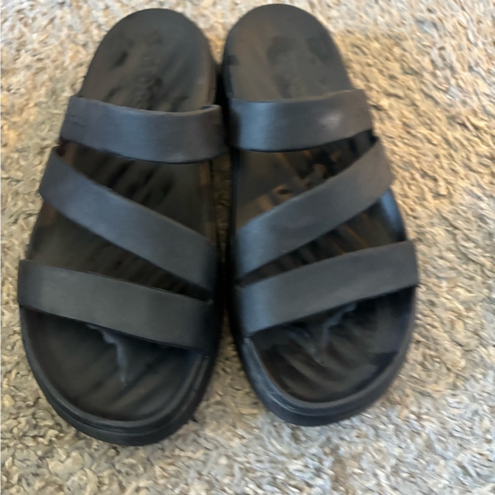 Men's Black Triple-Strap Slide Sandals